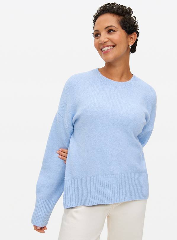 Blue Curved Hem Cosy Knitted Jumper 10